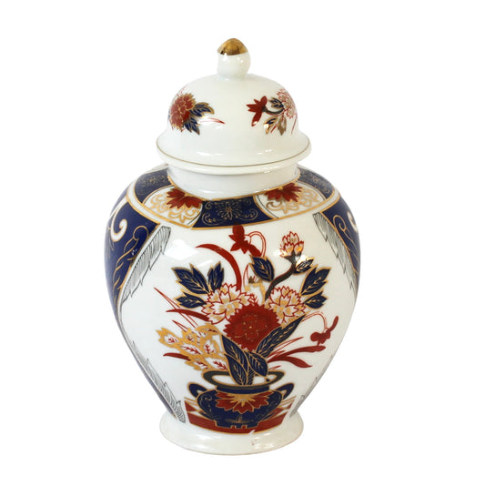 Vintage hand painted Japanese ceramic ginger jar