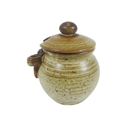 Vintage small lidded stoneware preserve jar, Pickle Jar, Honey Jar, Sugar Bowl