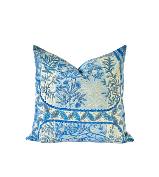 Boussac Saint Frerers Paris, sky blue luxurious floral cotton cushion cover