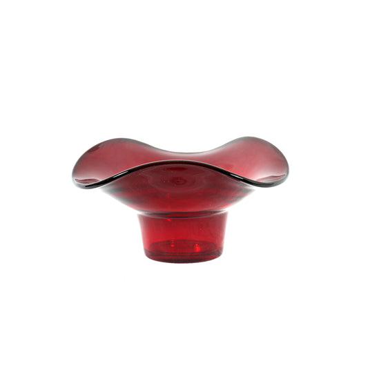 Vintage small decorative dark red glass display bowl