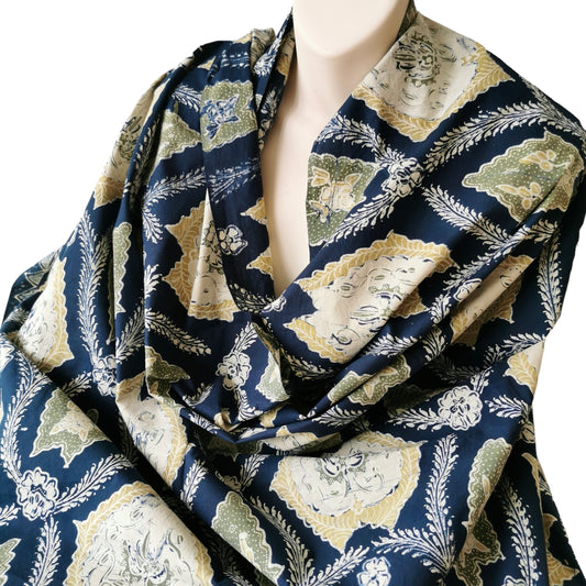 Green and Beige Indonesian Batik Tulis | Hand-drawn Batik | Naturally Dyed Handmade Batik | Javanese Batik | Handmade Textile