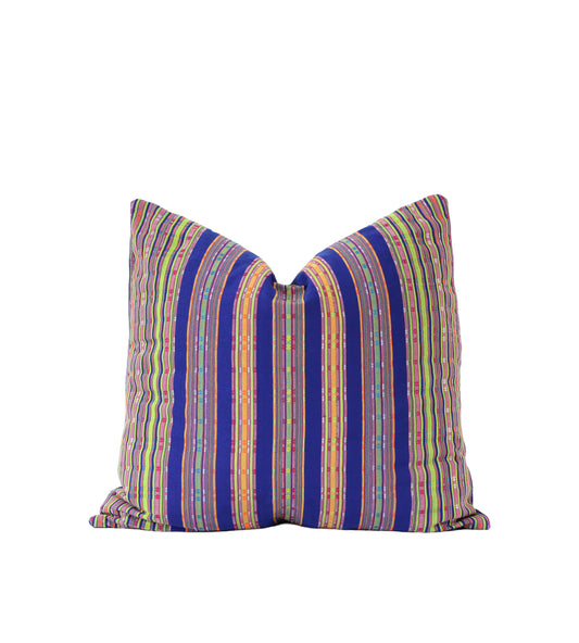 Green and Blue Stripy Handwoven Indonesian Lombok Cushion Cover