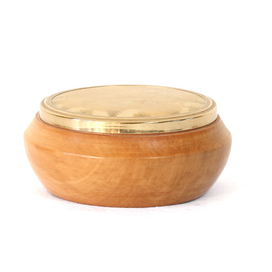 Vintage solid wooden trinket box with brass lid